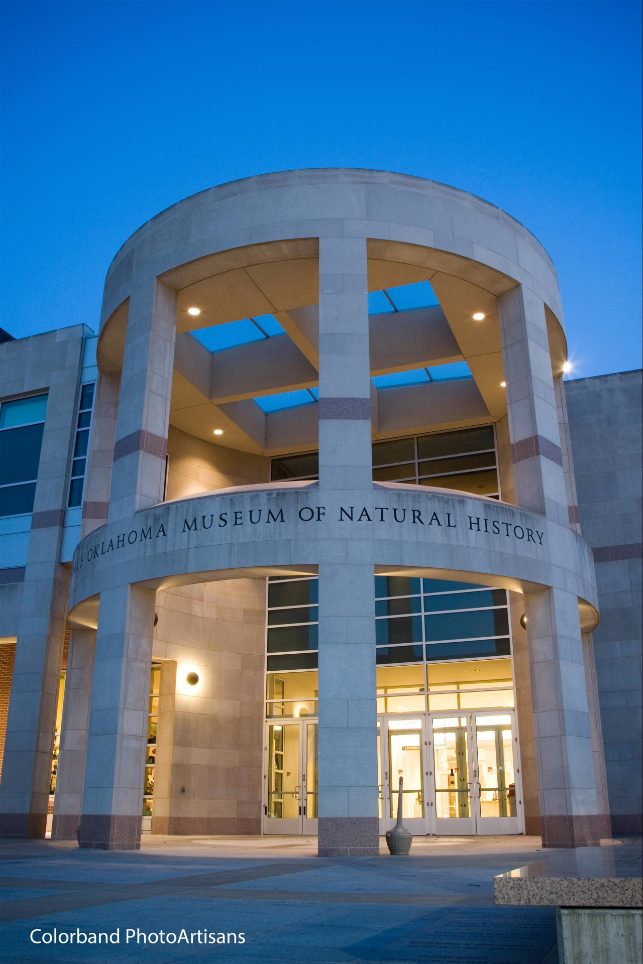 front entrance at night